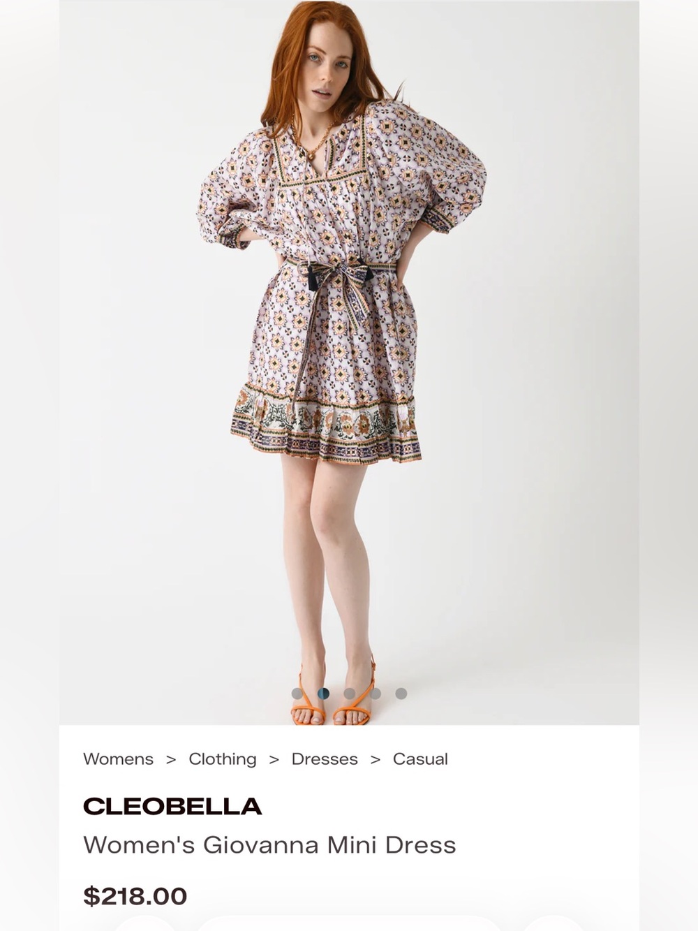 Cleobella Floral Print Mini Dress in Lavender and Cream